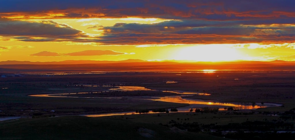 中俄邊境線落日